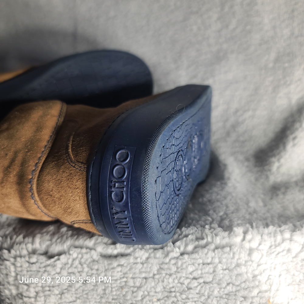 Jimmy Choo Brown Suede and Blue Sneakers - Picture 9 of 12